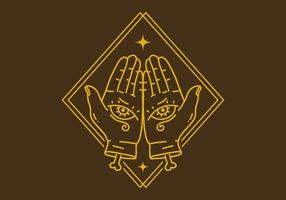 Vintage art illustration of two hand with eyes vector