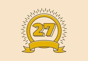 insignia de círculo amarillo vintage con el número 27 en él vector