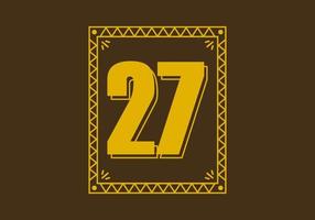 número 27 en marco de rectángulo retro vector