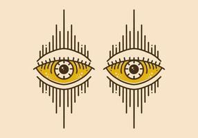 ilustración de arte vintage de dos ojos artísticos vector