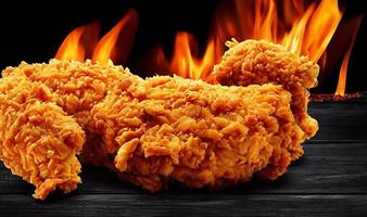 Delicious hot and crispy fried chicken meat. photo