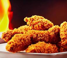 Delicious hot and crispy fried chicken meat. photo