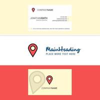 Beautiful Map pointer Logo and business card vertical Design Vector