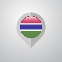 puntero de navegación de mapa con vector de diseño de bandera de gambia