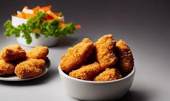 Delicious hot and crispy fried chicken meat. photo