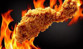 Delicious hot and crispy fried chicken meat. photo