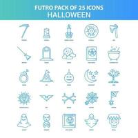 25 Green and Blue Futuro Halloween Icon Pack vector