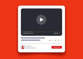 Video player interface isolated on white background. Multimedia frame template. Mockup live stream window, player. Online broadcasting. Social media concept. Vector illustration. EPS 10