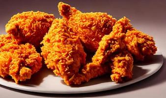 Delicious hot and crispy fried chicken meat. photo