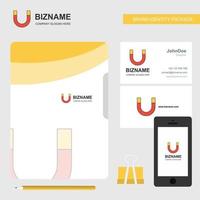 Magnet Business Logo File Cover Visiting Card and Mobile App Design Vector Illustration