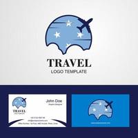 Travel MicronesiaFederated States Flag Logo and Visiting Card Design vector