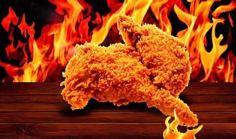 Delicious hot and crispy fried chicken meat. photo