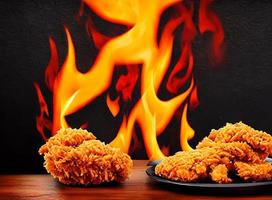 Delicious hot and crispy fried chicken meat. photo