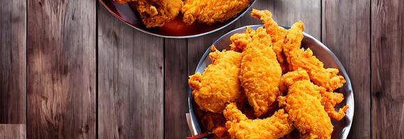 Delicious hot and crispy fried chicken meat. photo