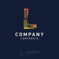 L company logo design with visiting card vector