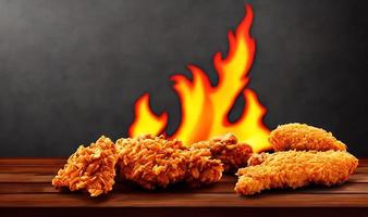 Delicious hot and crispy fried chicken meat. photo