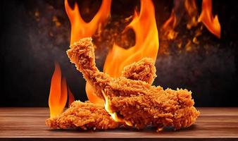 Delicious hot and crispy fried chicken meat. photo