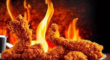 Delicious hot and crispy fried chicken meat. photo