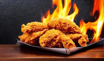 Delicious hot and crispy fried chicken meat. photo