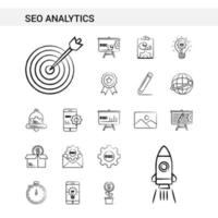 SEO Analytics hand drawn Icon set style isolated on white background Vector