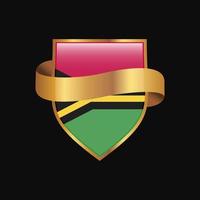 Vanuatu flag Golden badge design vector