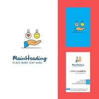 Emoji in hands Creative Logo and business card vertical Design Vector