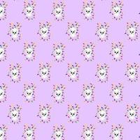 Seamless pattern with symbol of year cute bunny character with garland on light.Winter pattern with rabbit,wrapping paper,pattern fills,winter greetings,Christmas and New Year greeting cards vector