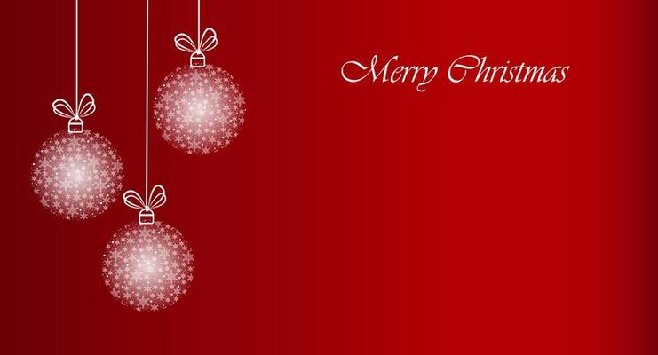 Christmas card with Christmas Balls. Christmas Balls made of snowflakes.Merry christmas banner on red background. Vector illustration