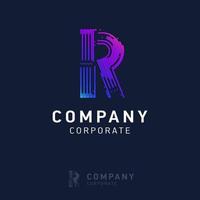 R company logo design with visiting card vector