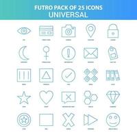 25 paquete de iconos universales futuro verde y azul vector