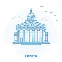 PANTHEON Blue Landmark Creative background and Poster Template vector