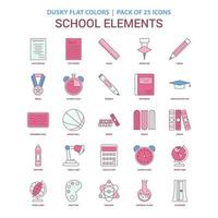 School Elements icon Dusky Flat color Vintage 25 Icon Pack vector