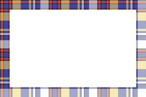 Rectangle frame vector vintage pattern design template. Border designs plaid fabric texture. Scottish tartan background for collage art, gif card, handmade crafts.