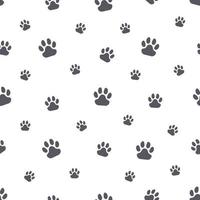 Animal paw prints, simple vector seamless pattern on white background.