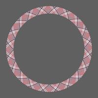 Circle borders and frames vector. Round border pattern geometric vintage frame design. Scottish tartan plaid fabric texture. Template for gift card, collage, scrapbook or photo album and portrait. vector