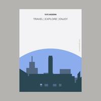 Tate Modern London United Kingdom Vintage Style Landmark Poster Template vector