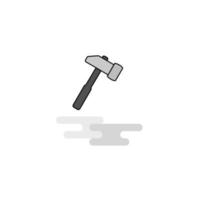 Hammer Web Icon Flat Line Filled Gray Icon Vector