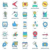 25 conjunto de iconos de color plano de mezcla de concepto de negocio vector