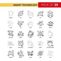 icono de línea negra de tecnología inteligente 25 conjunto de iconos de contorno empresarial vector