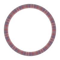 Round frame vector vintage pattern design template. Circle border designs plaid fabric texture. Scottish tartan background for collage art, gif card, handmade crafts.
