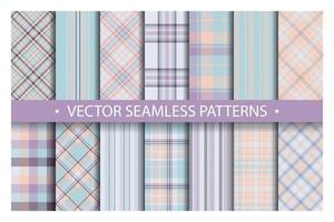 Set plaid pattern seamless. Tartan patterns fabric texture. Checkered geometric vector background. Scottish stripe blanket backdrop