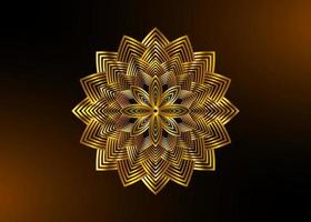 mandala de flor de loto de oro, semilla de vida símbolo geometría sagrada. icono del logotipo mandala mística geométrica de la flor esotérica de la alquimia. concepto de adorno de estrella de navidad dorada vectorial aislado en negro vector