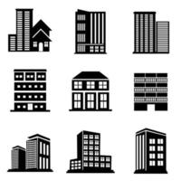 building icons pack in white background vector