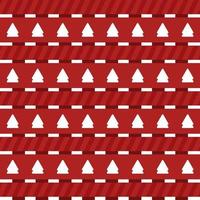 Christmas Tree and Line Vector Pattern Design. Red and White Color.