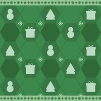 Christmas Hexagonal Green Pattern Design. Line and Solid Color. vector
