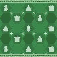 diseño de patrón verde hexagonal de navidad. línea y color sólido. vector