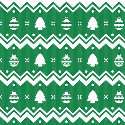 Christmas Green and White Zig Zag Pattern Design. Line and Solid Color.