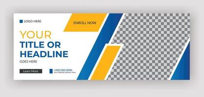 School promotional Admission Timeline Cover, Web Banner Template, Back to School Social Media Cover Template vector