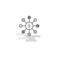 Dollar network Web Icon Flat Line Filled Gray Icon Vector