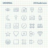 universal 25 iconos de doodle conjunto de iconos de negocios dibujados a mano vector